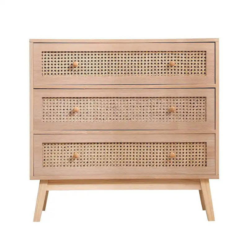 31.5 3-Drawers Rattan Storage Cabinet Rattan Drawer,for Bedroom,Living Room