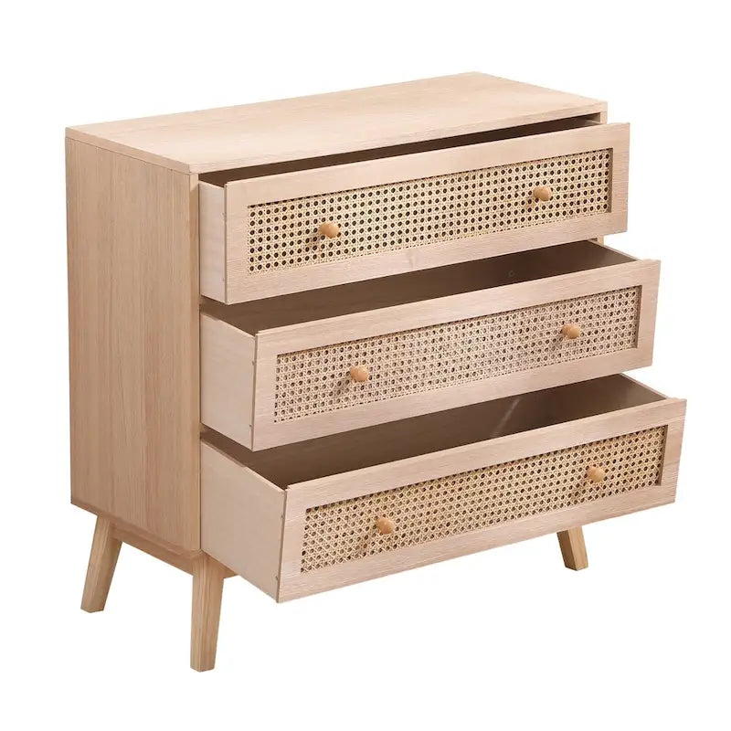 31.5 3-Drawers Rattan Storage Cabinet Rattan Drawer,for Bedroom,Living Room