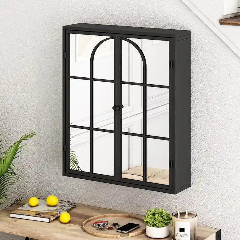 Vintage Mirrored Wall Cabinet with Two Doors