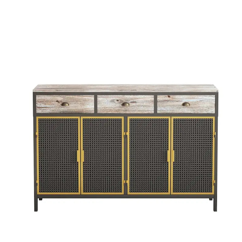 48 Wide 4 Doors Modern Sideboard with 3 Top Drawers