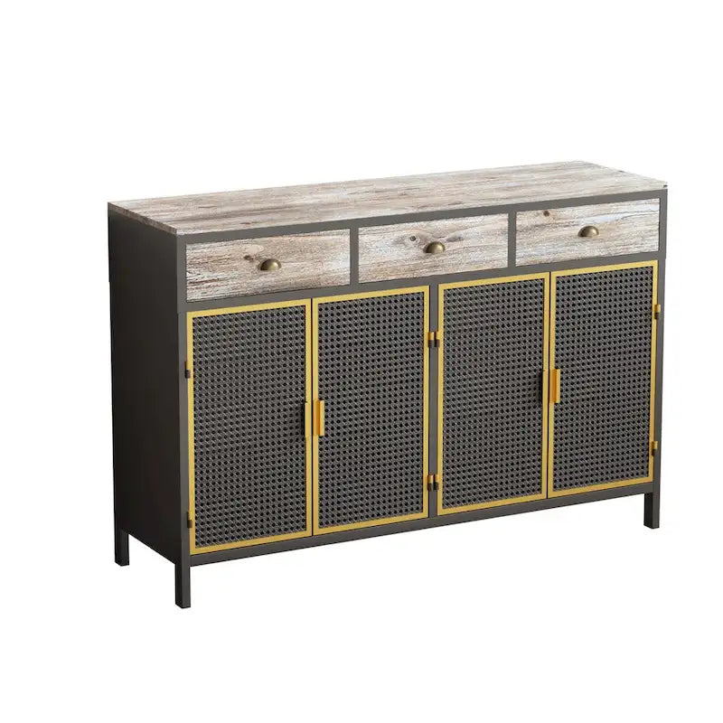 48 Wide 4 Doors Modern Sideboard with 3 Top Drawers