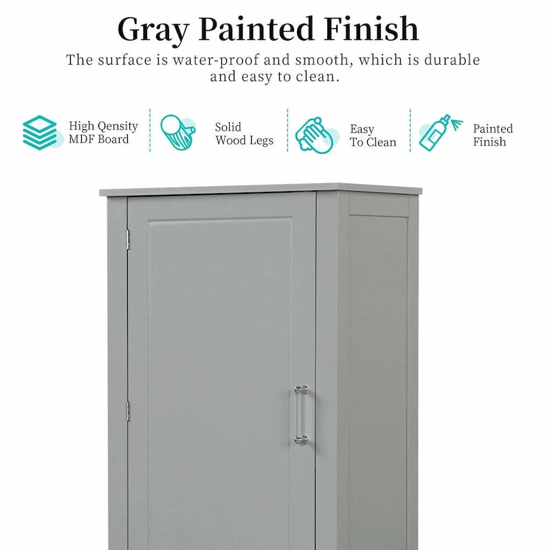 Tall Freestanding Bathroom Storage Cabinet with Two Drawers and Adjustable Shelf