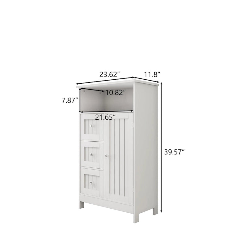 Bathroom storage cabinet with drawers and door