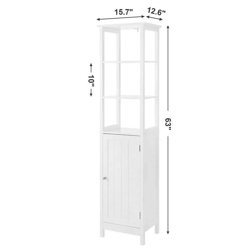Floor Cabinet with 3-Tier Shelf - 12.6D x 15.7W x 63H