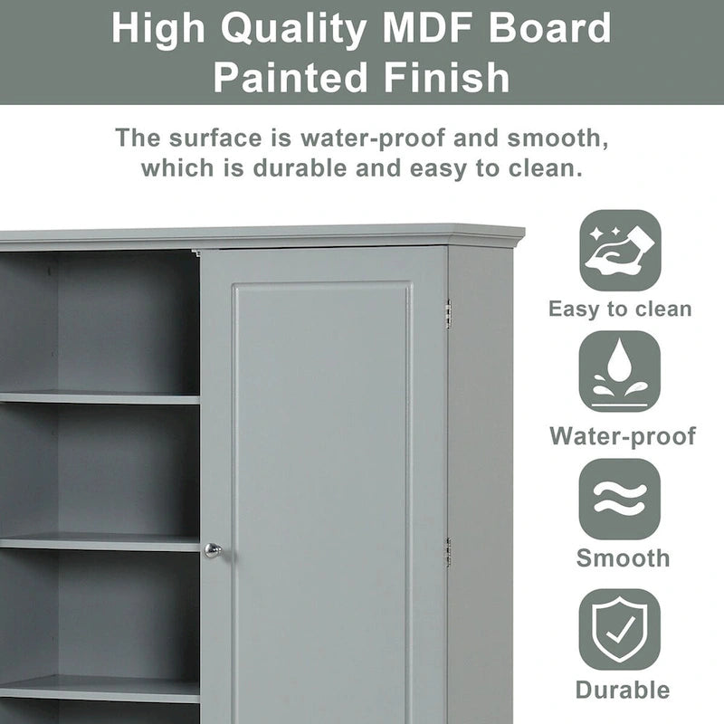 Tall Bathroom Storage Cabinet, Freestanding Storage Cabinet with Two Drawers and Adjustable Shelf