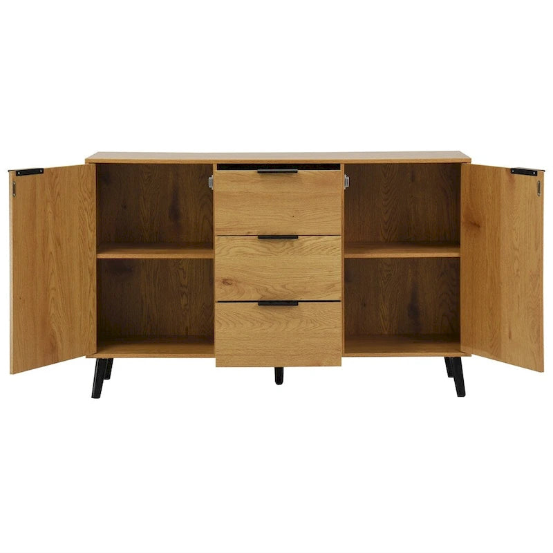 47.2 Wood Sideboard Buffet Cabinet with 3 Drawers & 2 Doors