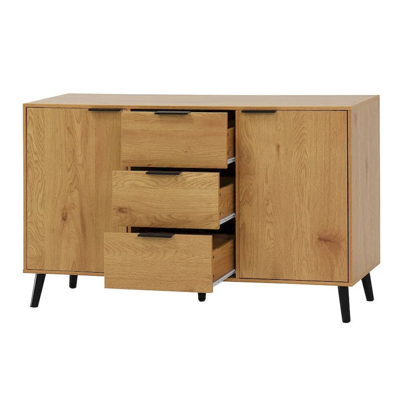 47.2 Wood Sideboard Buffet Cabinet with 3 Drawers & 2 Doors