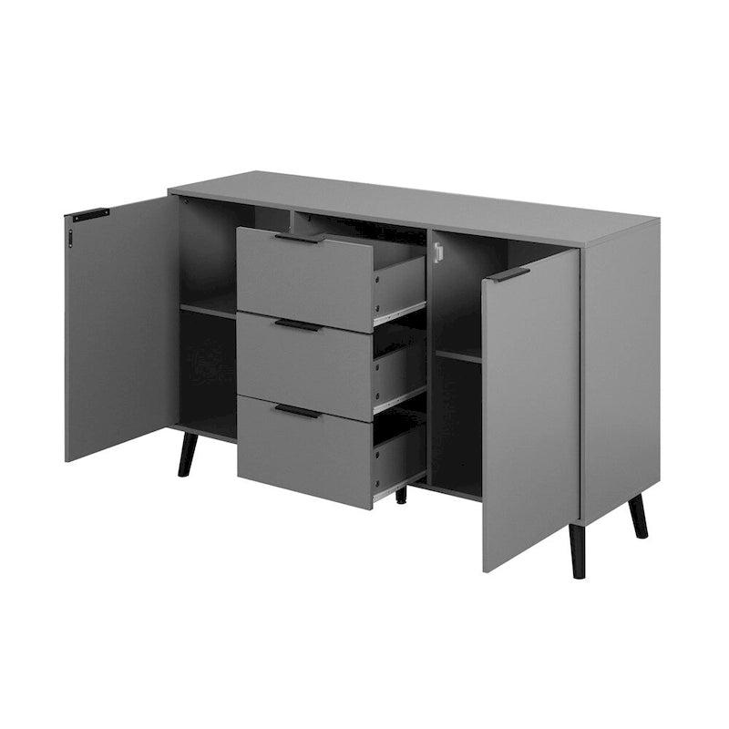 47.2 Wood Sideboard Buffet Cabinet with 3 Drawers & 2 Doors