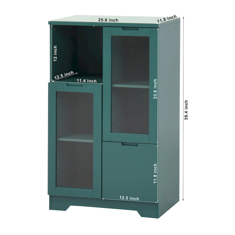 Wooden Floor Cabinet with 2 Glass Doors