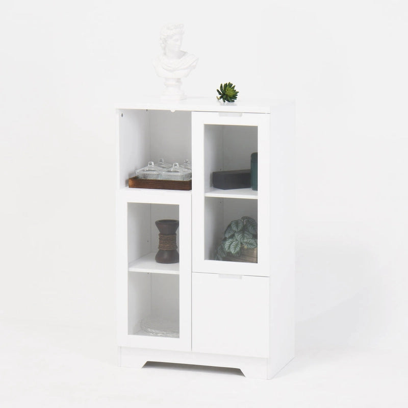 Wooden Floor Cabinet with 2 Glass Doors