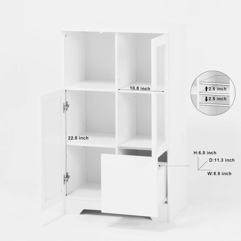 Wooden Floor Cabinet with 2 Glass Doors