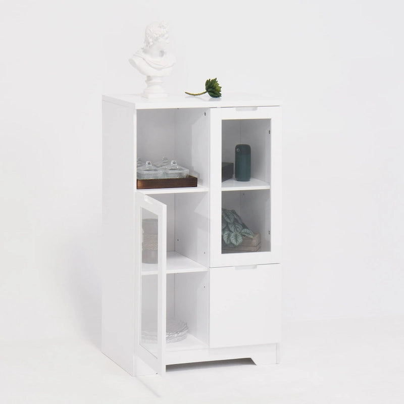 Wooden Floor Cabinet with 2 Glass Doors