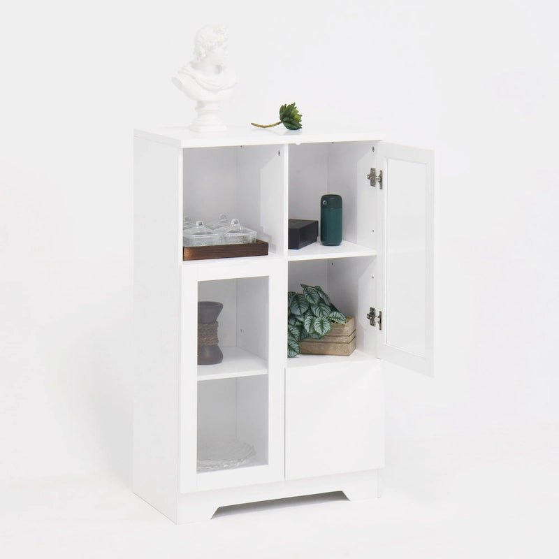 Wooden Floor Cabinet with 2 Glass Doors
