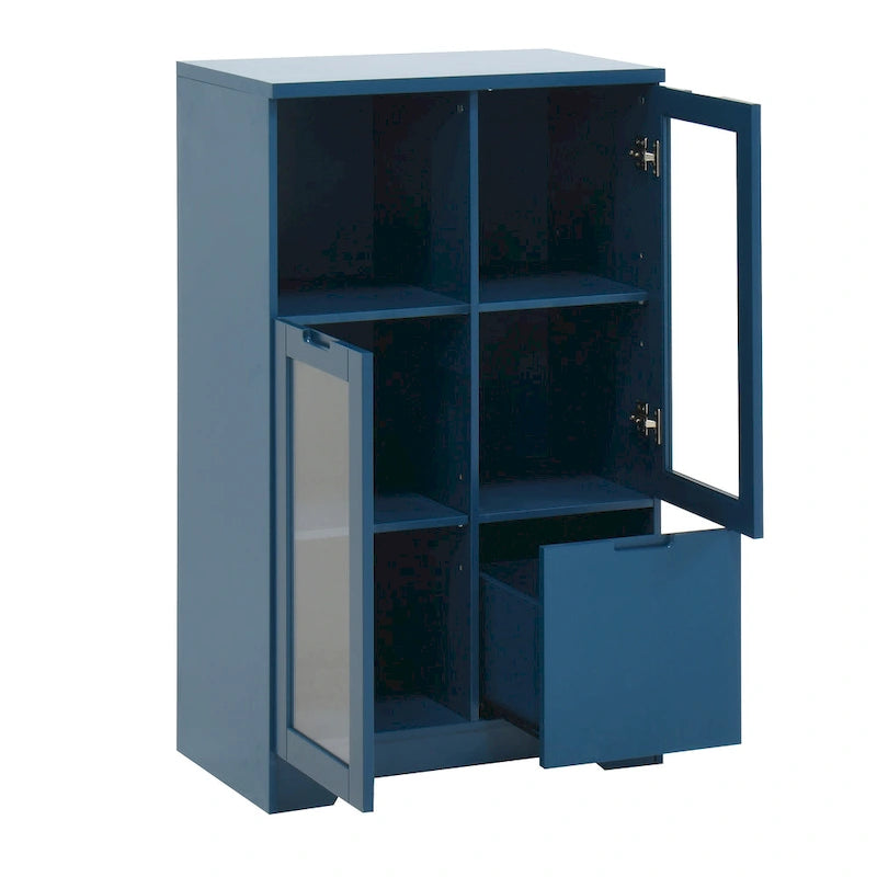 Wooden Floor Cabinet with 2 Glass Doors