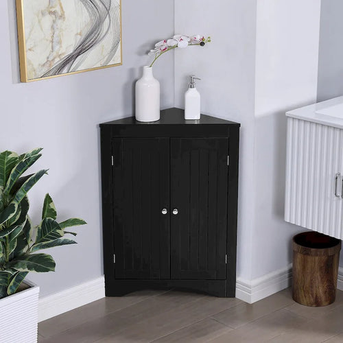 Corner Floor Storage Cabinet with Adjustable Shelf