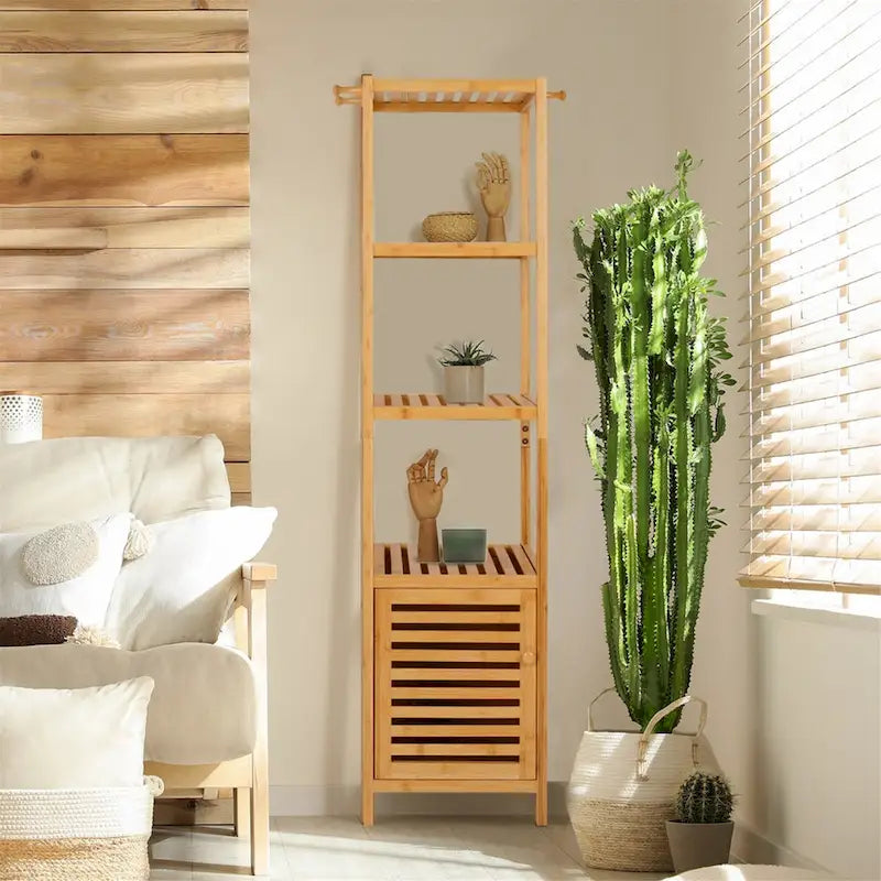 Multi-use Storage/Towel Cabinet with 3-tier Shelves for Home Organize