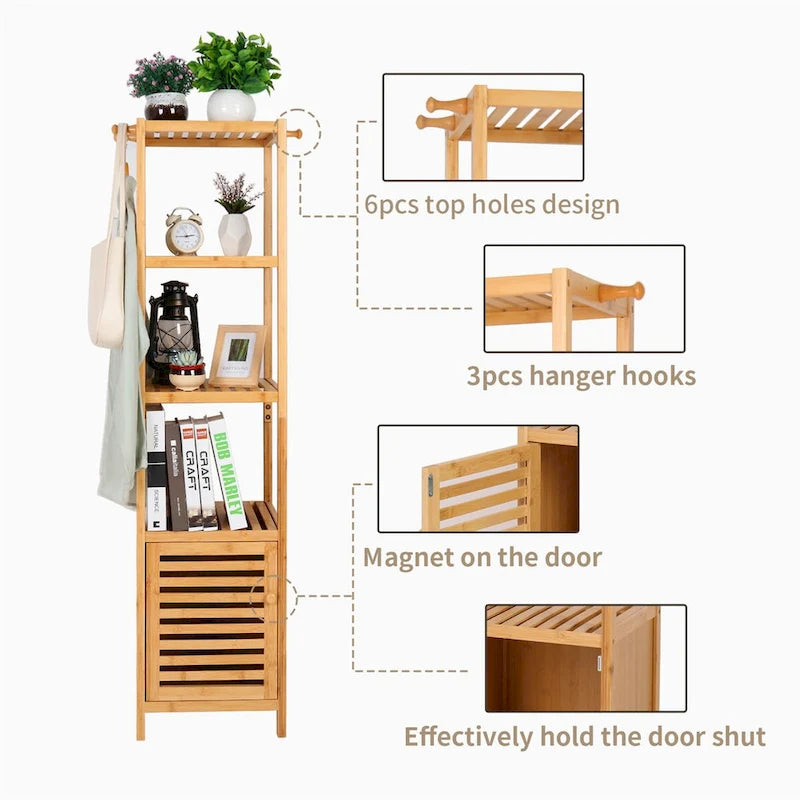 Multi-use Storage/Towel Cabinet with 3-tier Shelves for Home Organize