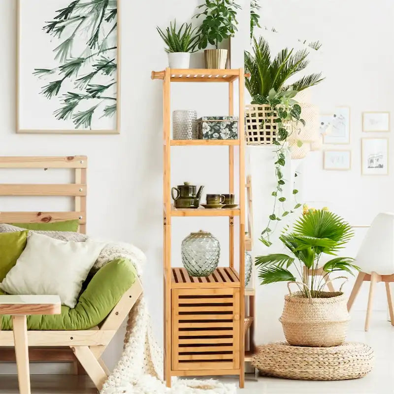 Multi-use Storage/Towel Cabinet with 3-tier Shelves for Home Organize