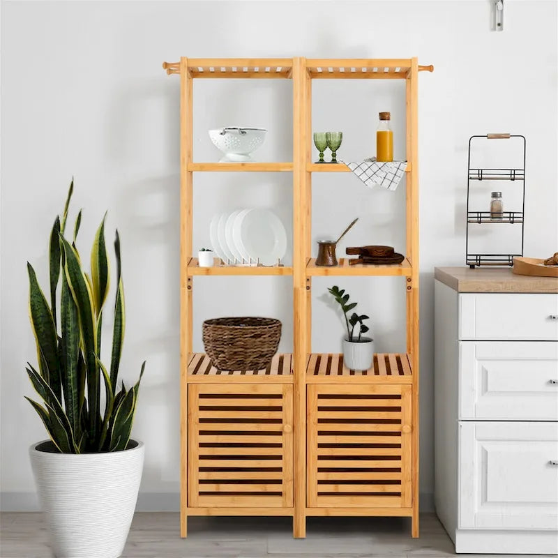 Multi-use Storage/Towel Cabinet with 3-tier Shelves for Home Organize