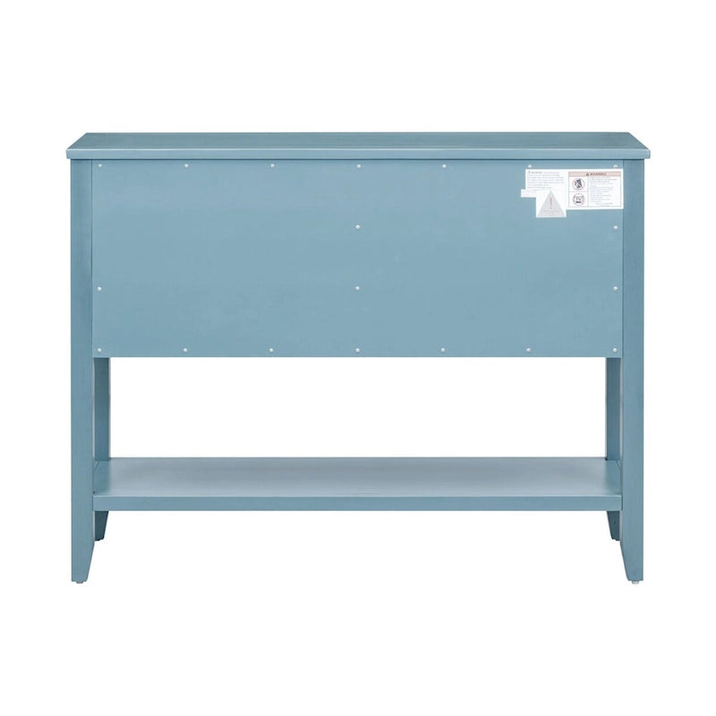 Blue Buffet Sideboard Console Table with Bottom Shelf